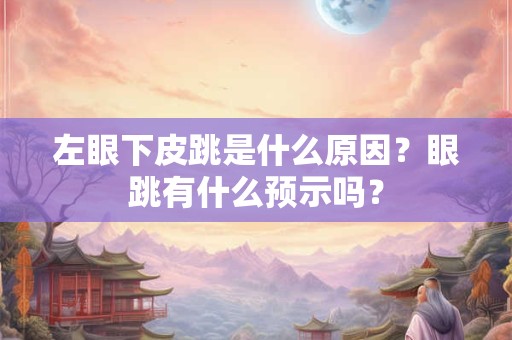 左眼下皮跳是什么原因？眼跳有什么预示吗？