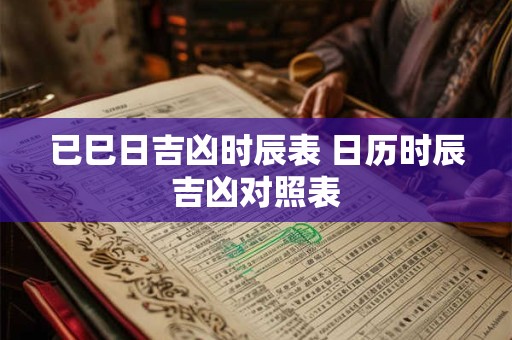 已巳日吉凶时辰表 日历时辰吉凶对照表