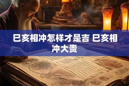 巳亥相冲怎样才是吉 巳亥相冲大贵