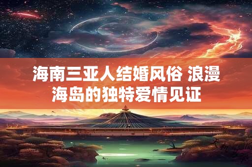 海南三亚人结婚风俗 浪漫海岛的独特爱情见证 海南三亚人结婚风俗 浪漫海岛的独特爱情见证