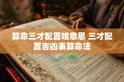算命三才配置啥意思 三才配置吉凶表算命法