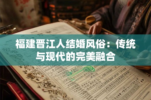 福建晋江人结婚风俗：传统与现代的完美融合