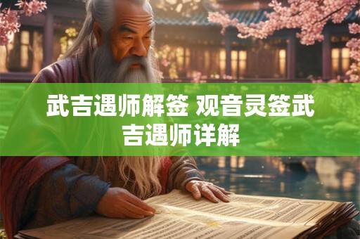 武吉遇师解签 观音灵签武吉遇师详解