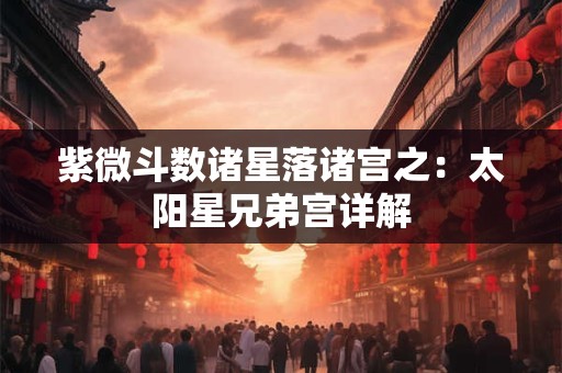 紫微斗数诸星落诸宫之：太阳星兄弟宫详解
