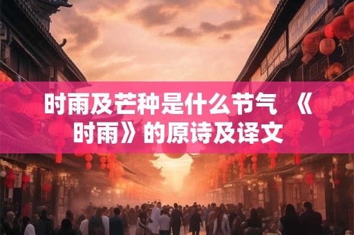 时雨及芒种是什么节气  《时雨》的原诗及译文