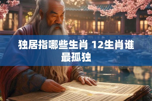 独居指哪些生肖 12生肖谁最孤独