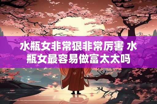 水瓶女非常狠非常厉害 水瓶女最容易做富太太吗