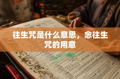往生咒是什么意思，念往生咒的用意