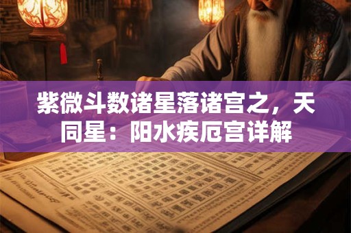 紫微斗数诸星落诸宫之，天同星：阳水疾厄宫详解
