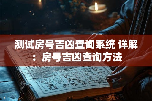 详细阅读:测试房号吉凶查询系统 详解:房号吉凶查询方法 测试房号吉凶查询系统 详解:房号吉凶查询方法