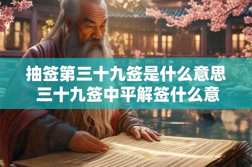 抽签第三十九签是什么意思 三十九签中平解签什么意思