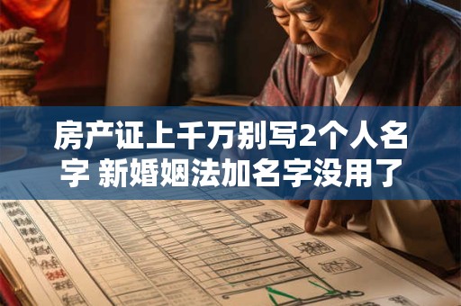 房产证上千万别写2个人名字 新婚姻法加名字没用了