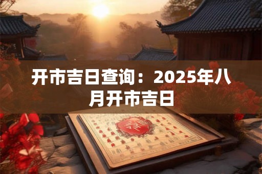 开市吉日查询：2025年八月开市吉日