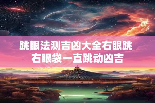 跳眼法测吉凶大全右眼跳 右眼袋一直跳动凶吉