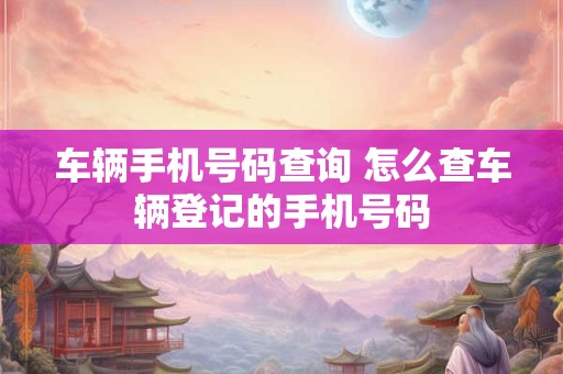 车辆手机号码查询 怎么查车辆登记的手机号码