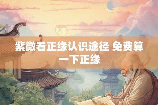 紫微看正缘认识途径 免费算一下正缘