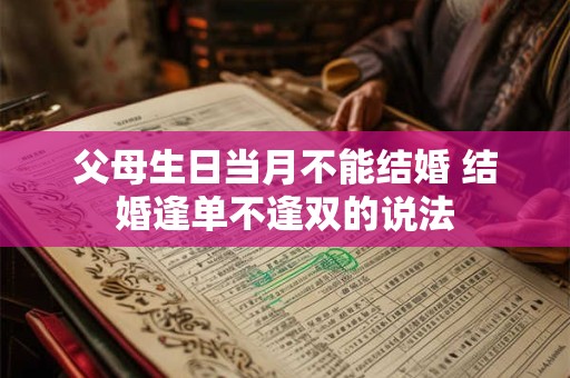 父母生日当月不能结婚 结婚逢单不逢双的说法