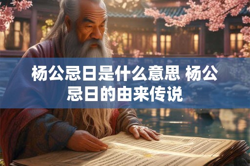 杨公忌日是什么意思 杨公忌日的由来传说