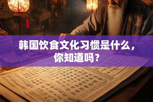 韩国饮食文化习惯是什么，你知道吗？