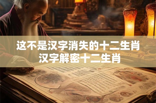 这不是汉字消失的十二生肖 汉字解密十二生肖