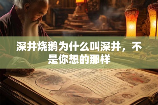 深井烧鹅为什么叫深井，不是你想的那样