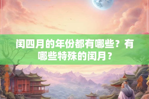 闰四月的年份都有哪些？有哪些特殊的闰月？