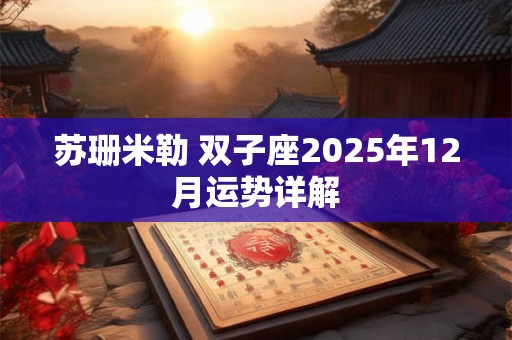 苏珊米勒 双子座2025年12月运势详解