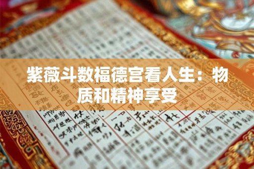 紫薇斗数福德宫看人生：物质和精神享受