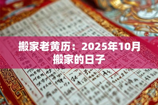搬家老黄历：2025年10月搬家的日子