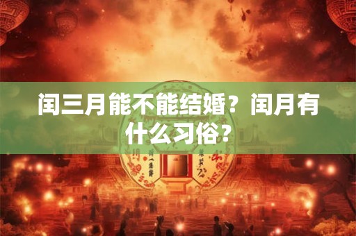 闰三月能不能结婚？闰月有什么习俗？