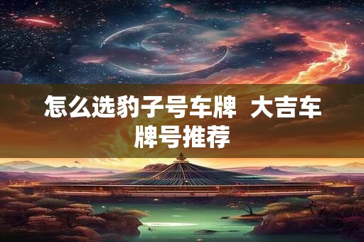 怎么选豹子号车牌  大吉车牌号推荐