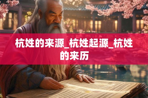 杭姓的来源_杭姓起源_杭姓的来历