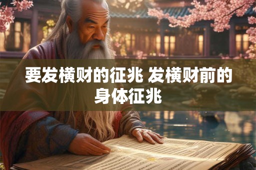 要发横财的征兆 发横财前的身体征兆