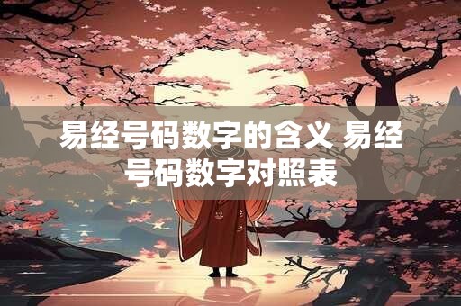 易经号码数字的含义 易经号码数字对照表