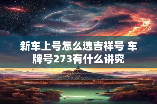 新车上号怎么选吉祥号 车牌号273有什么讲究