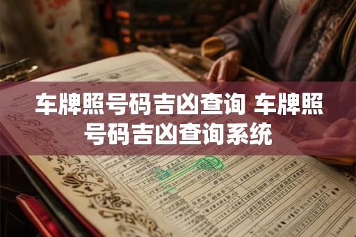 车牌照号码吉凶查询 车牌照号码吉凶查询系统
