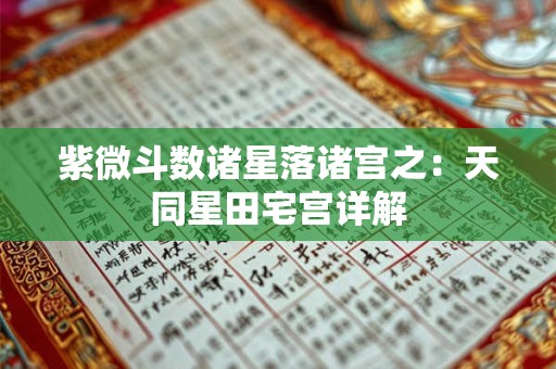 紫微斗数诸星落诸宫之：天同星田宅宫详解