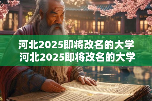 河北2025即将改名的大学 河北2025即将改名的大学