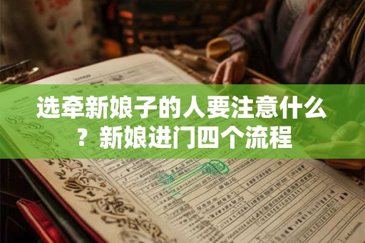 选牵新娘子的人要注意什么？新娘进门四个流程
