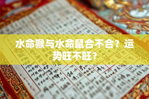 水命猴与水命鼠合不合？运势旺不旺？
