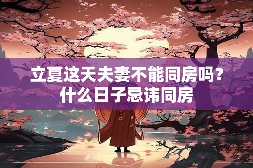 立夏这天夫妻不能同房吗？什么日子忌讳同房