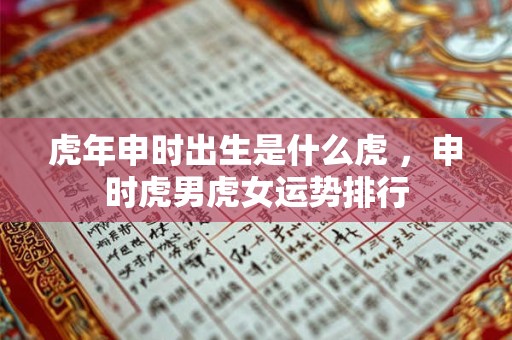 虎年申时出生八字命理分析 2025年申时出生是吉时吗