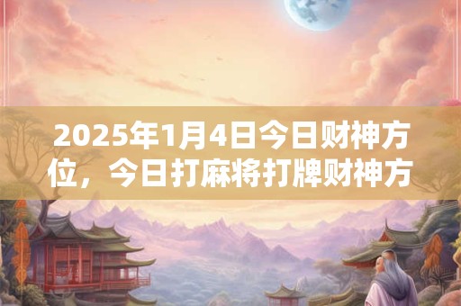 2025年1月4日今日财神方位，今日打麻将打牌财神方位