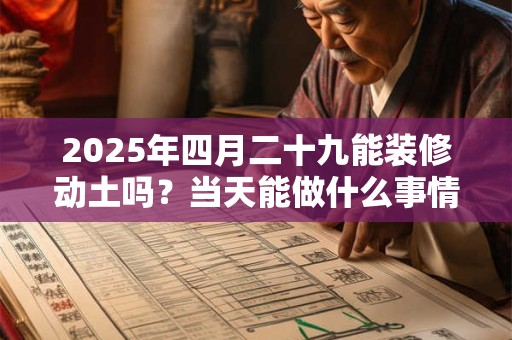 2025年四月二十九能装修动土吗？当天能做什么事情？