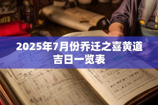 2025年7月份乔迁之喜黄道吉日一览表
