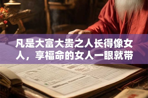 凡是大富大贵之人长得像女人，享福命的女人一眼就带福相