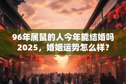 96年属鼠的人今年能结婚吗2025，婚姻运势怎么样？