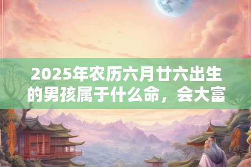 2025年农历六月廿六出生的男孩属于什么命，会大富大贵吗？
