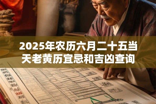 2025年农历六月二十五当天老黄历宜忌和吉凶查询