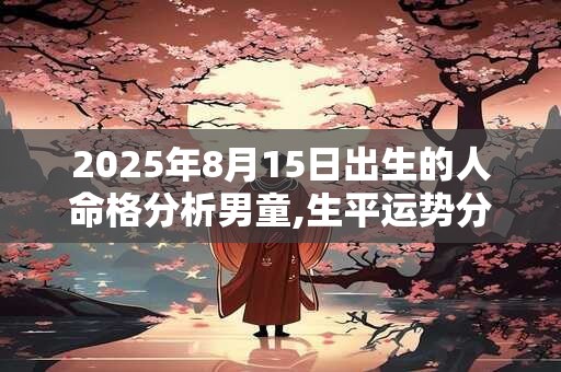 2025年8月15日出生的人命格分析男童,生平运势分析
